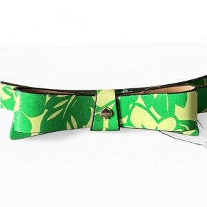 KATE SPADE New York Leather 19mm Bow Belt w/Spade in Green Floral sz M